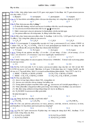 Kiểm tra 1 tiết lớp 12a môn hóa học